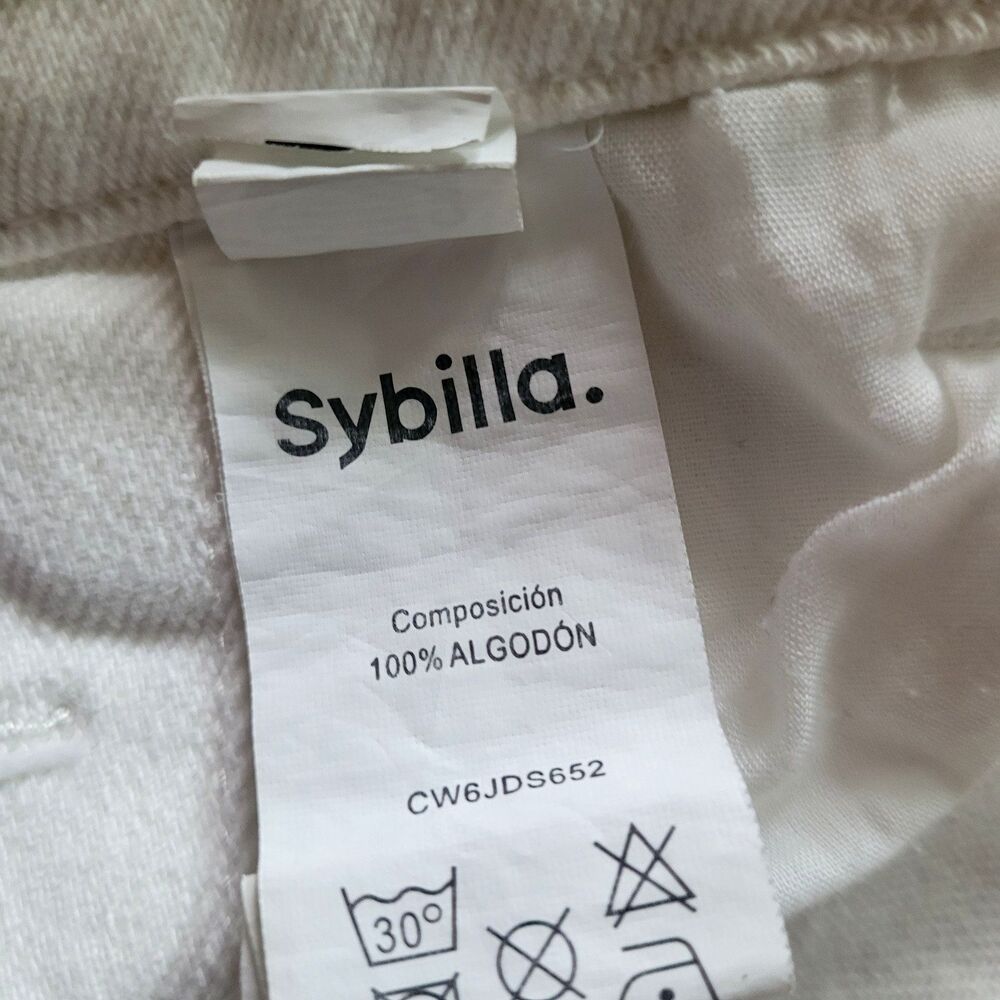 Sybilla Overalls Women Sz 12 EUR 42 White Cotton Carpenter Denim Jean Adj Strap - Picture 8 of 16